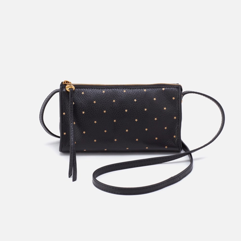 Hobo | Jewel Crossbody in Pebbled Leather - Black and Gold Stars