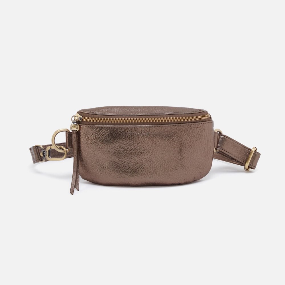 Hobo | Fern Belt Bag in Pebbled Metallic Leather - Pewter