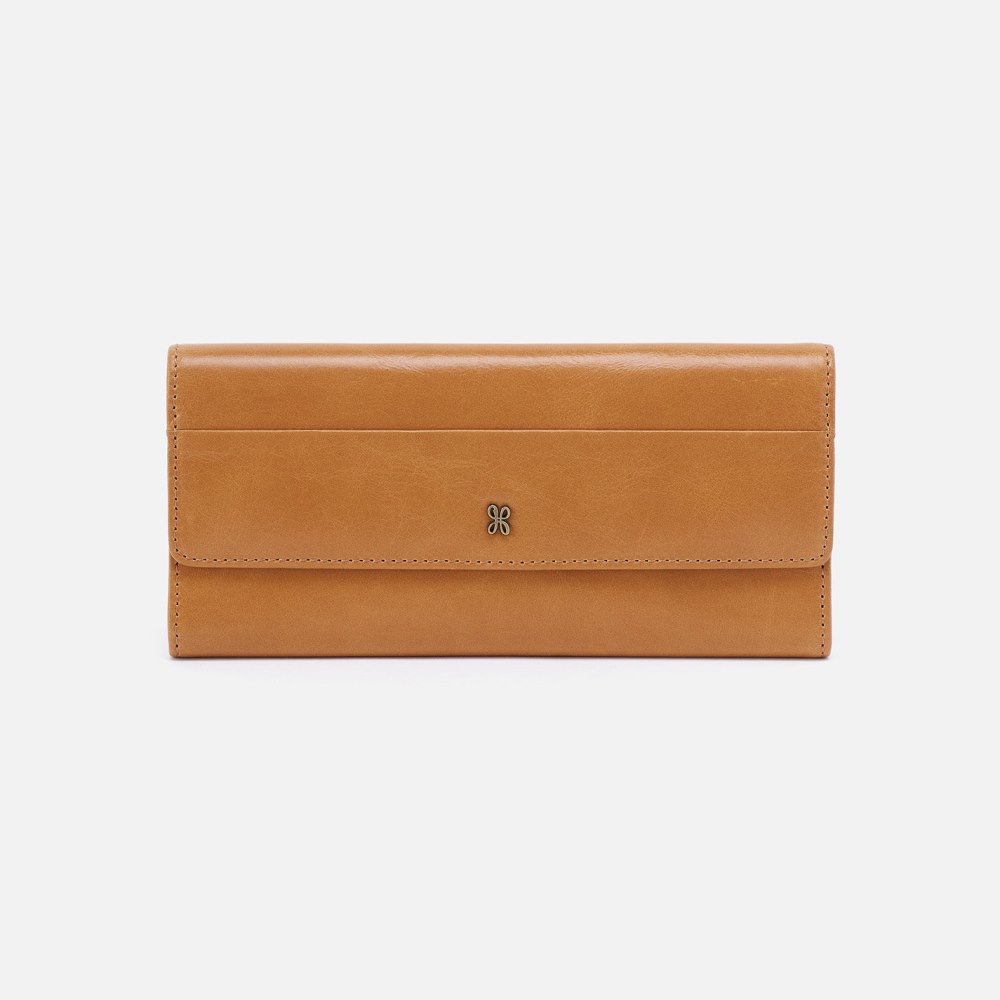 Hobo | Jill Large Trifold Wallet in Polished Leather - Natural