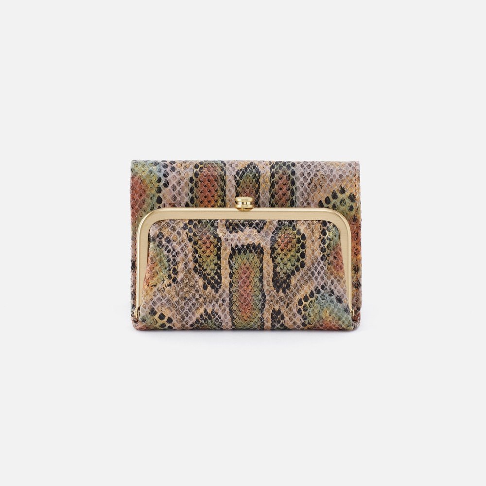 Hobo | Robin Compact Wallet in Printed Leather - Opal Snake Print