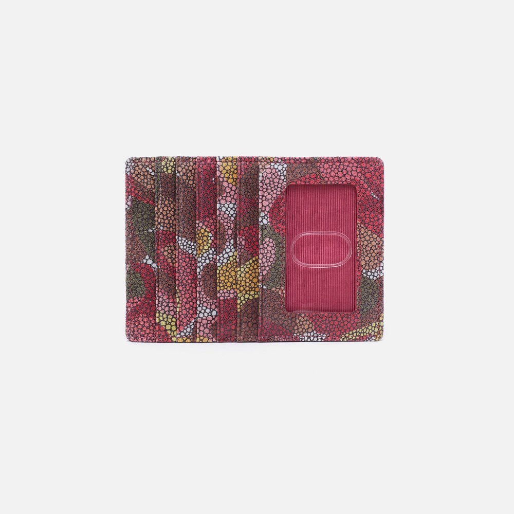 Hobo | Euro Slide Card Case in Printed Leather - Abstract Foliage
