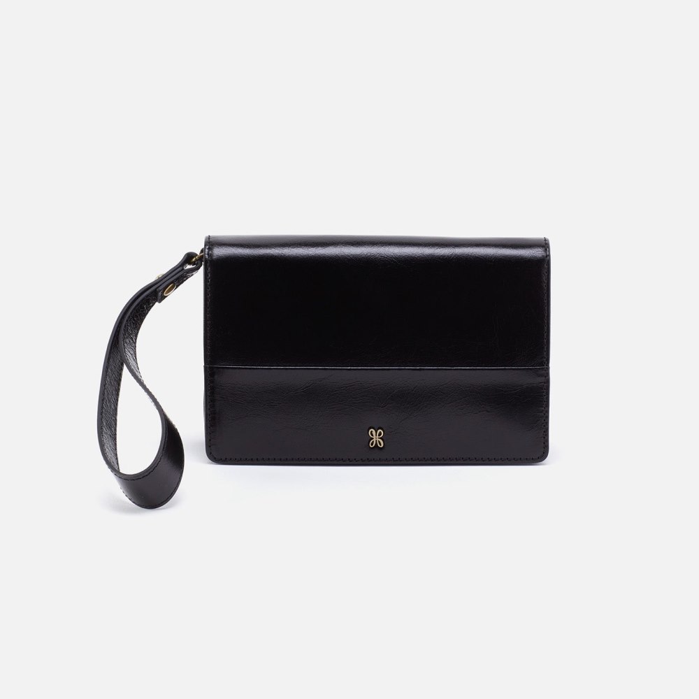 Hobo | Jill Wristlet in Polished Leather - Black