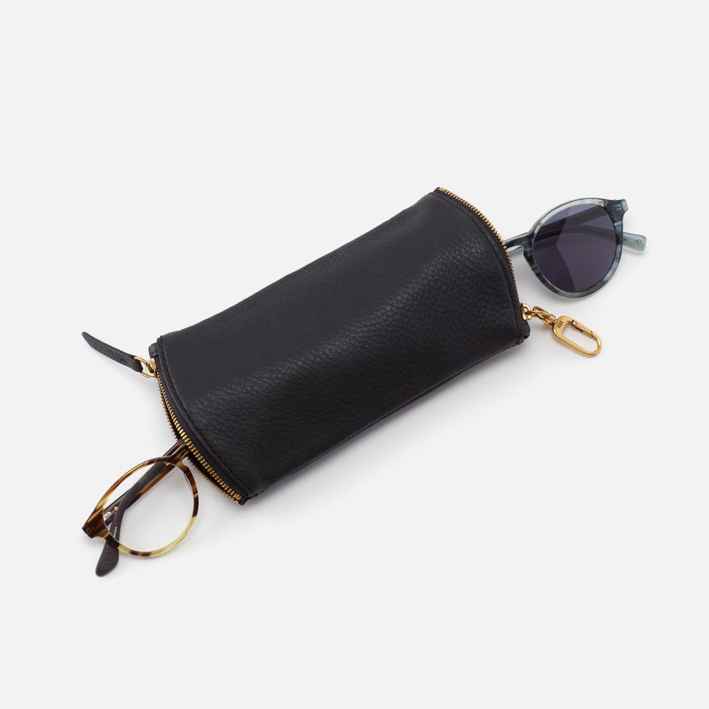 Hobo | Spark Double Eyeglass Case in Pebbled Leather - Black
