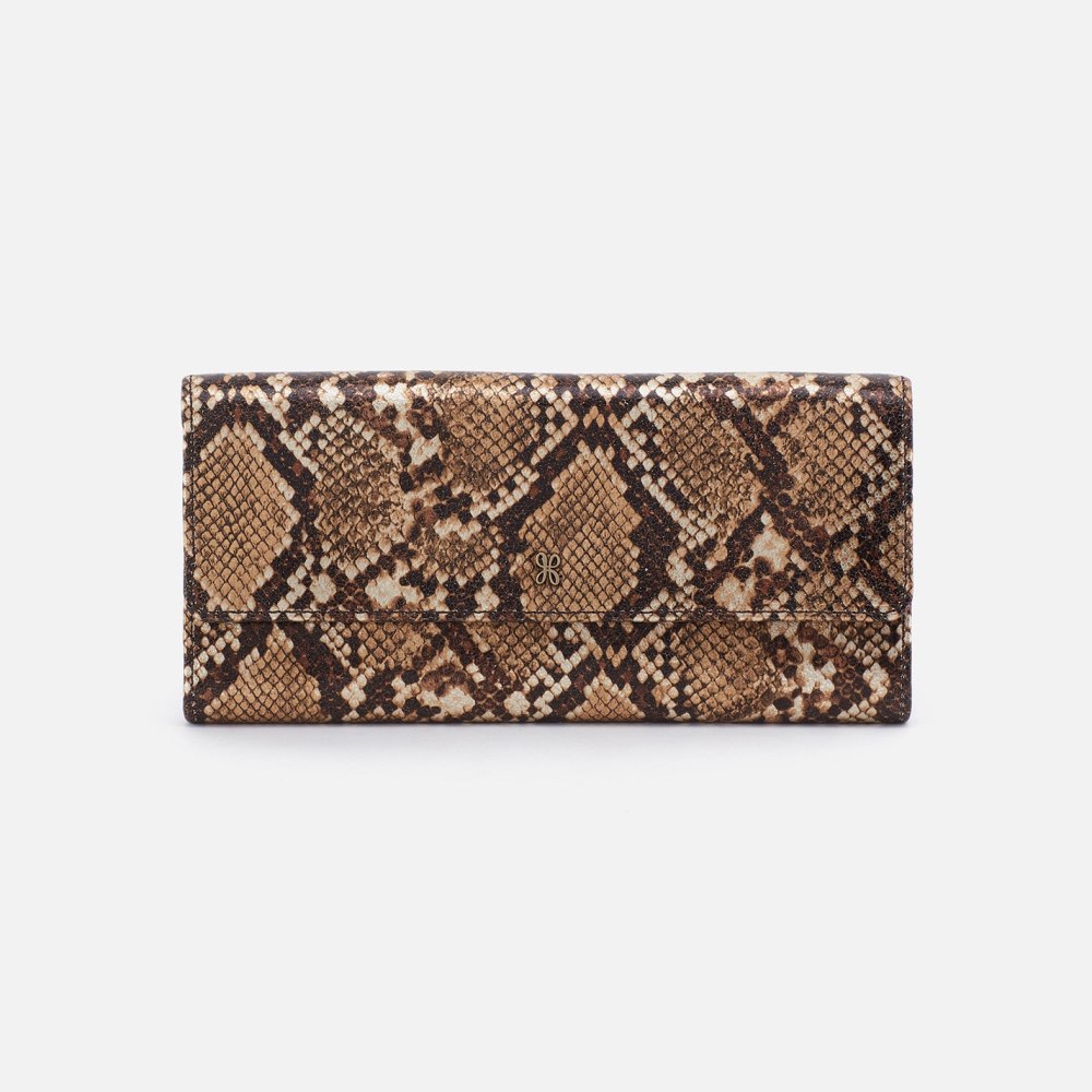 Hobo | Jill Large Trifold Wallet in Printed Leather - Golden Snake - Click Image to Close