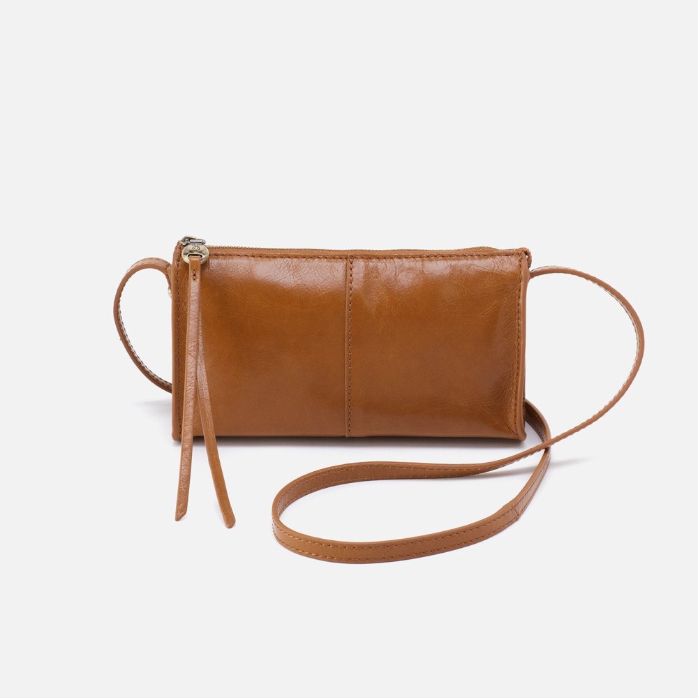 Hobo | Jewel Crossbody in Polished Leather - Truffle