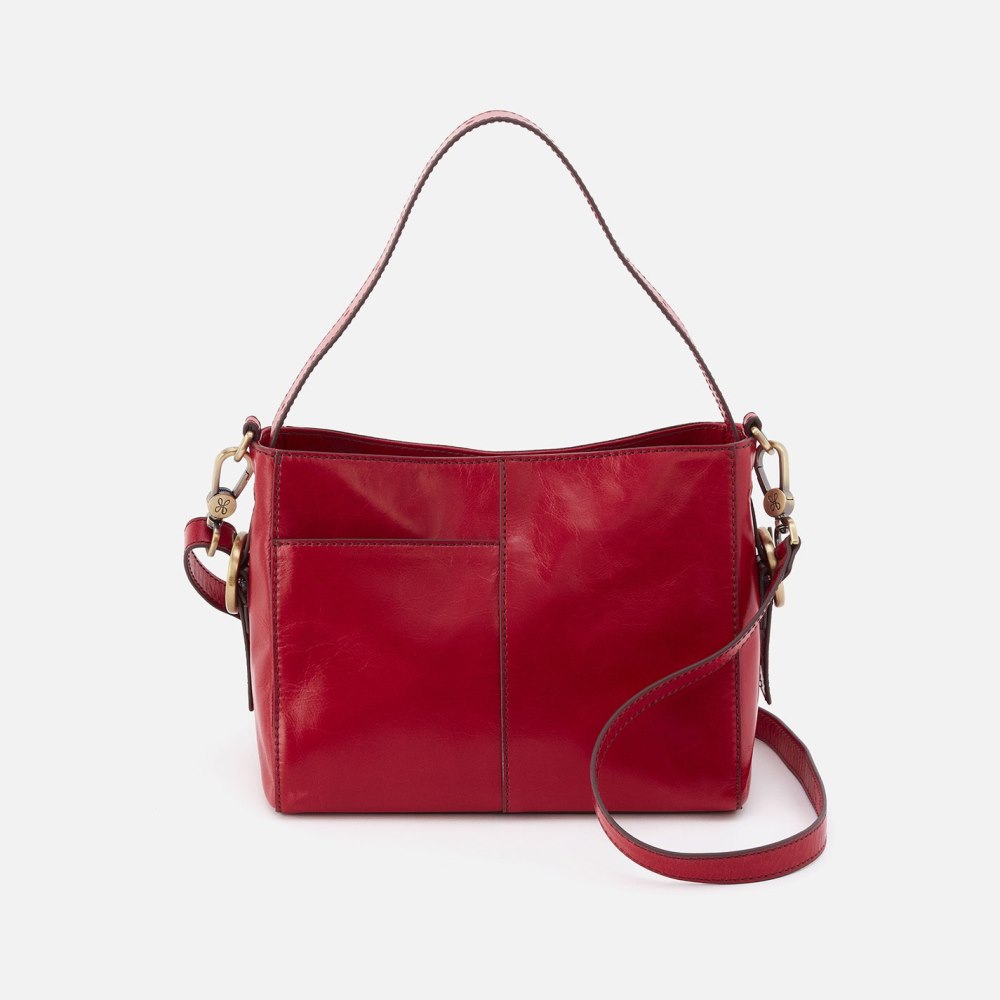 Hobo | Render Small Crossbody in Polished Leather - Claret