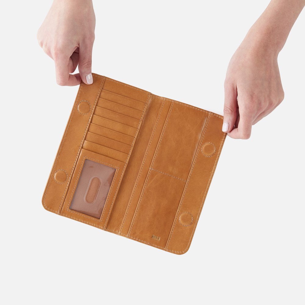 Hobo | Angle Continental Wallet in Polished Leather - Natural