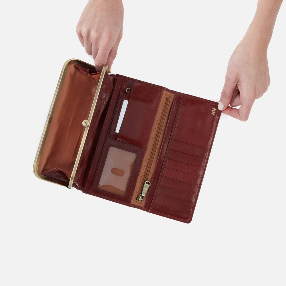 Hobo | Rachel Continental Wallet in Polished Leather - Henna
