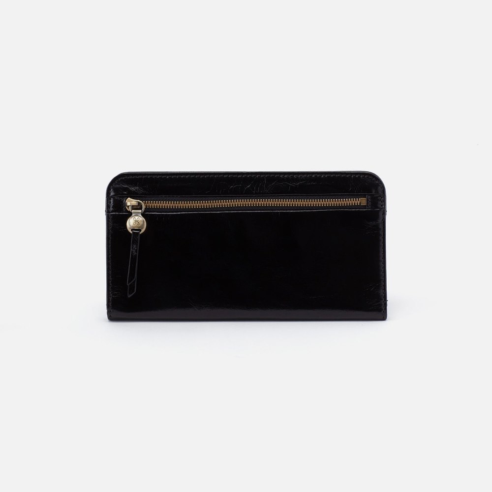 Hobo | Angle Continental Wallet in Polished Leather - Black