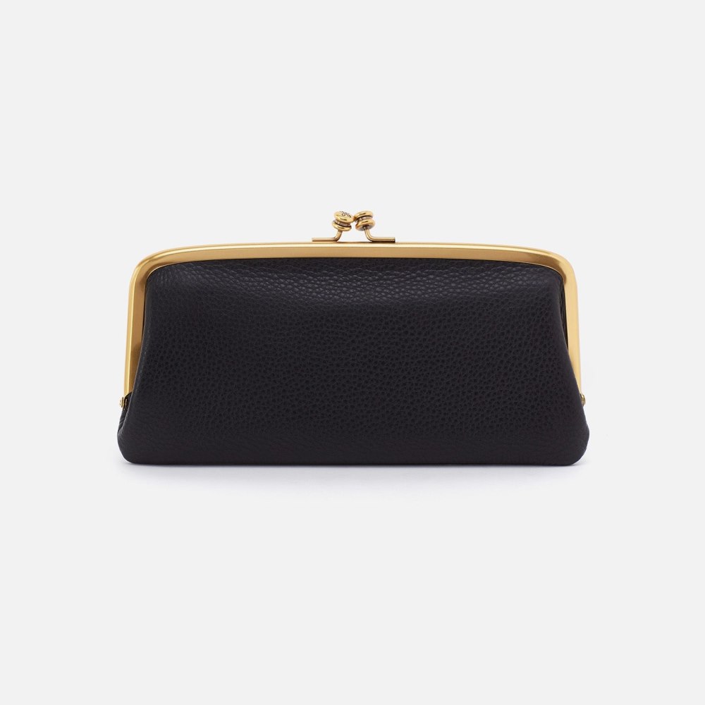 Hobo | Cora Large Frame Wallet in Pebbled Leather - Black