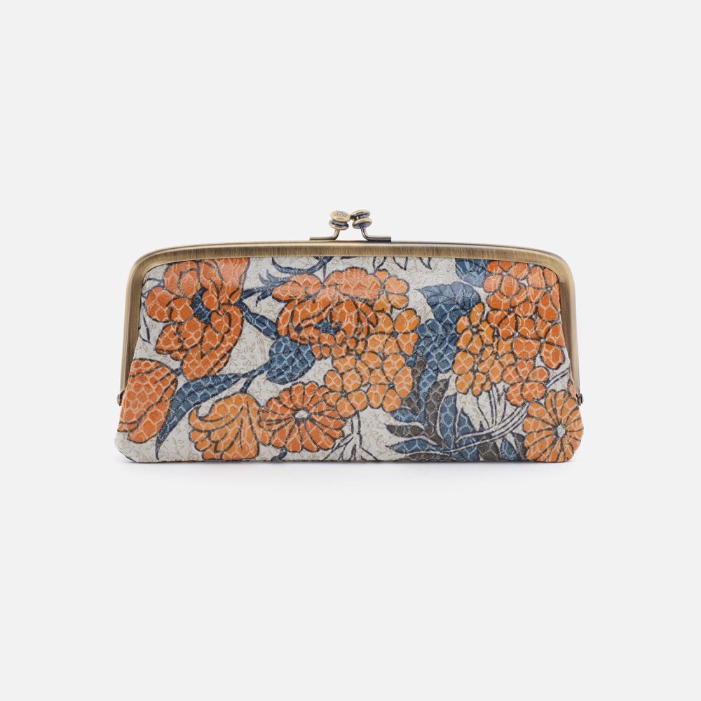 Hobo | Cora Large Frame Wallet in Printed Leather - Orange Blossom