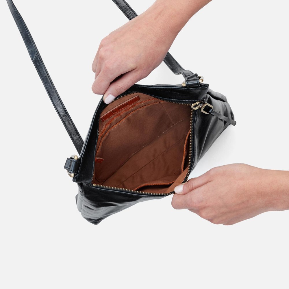 Hobo | Cambel Crossbody in Polished Leather - Black