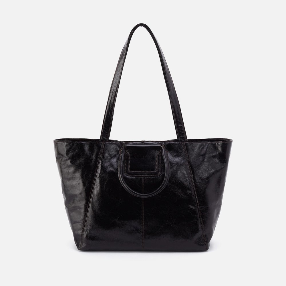 Hobo | Sheila East-West Tote in Polished Leather - Black