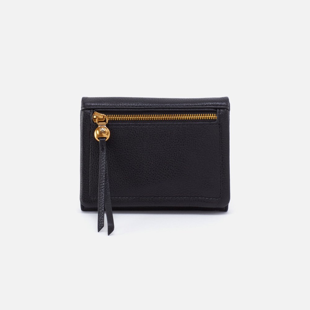 Hobo | Lumen Medium Bifold Compact Wallet in Pebbled Leather - Black