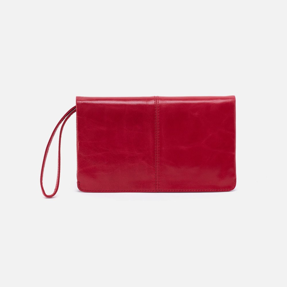 Hobo | Evolve Wristlet in Polished Leather - Claret