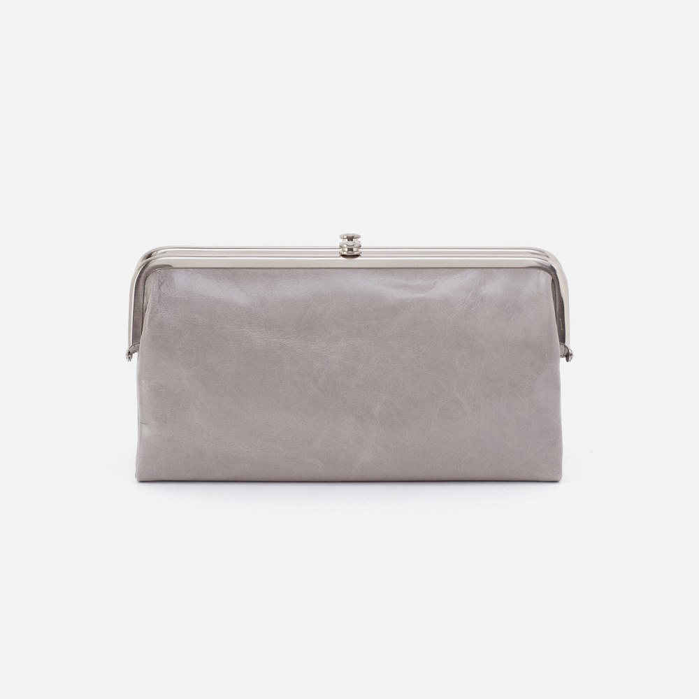 Hobo | Lauren Clutch-Wallet in Polished Leather - Light Grey