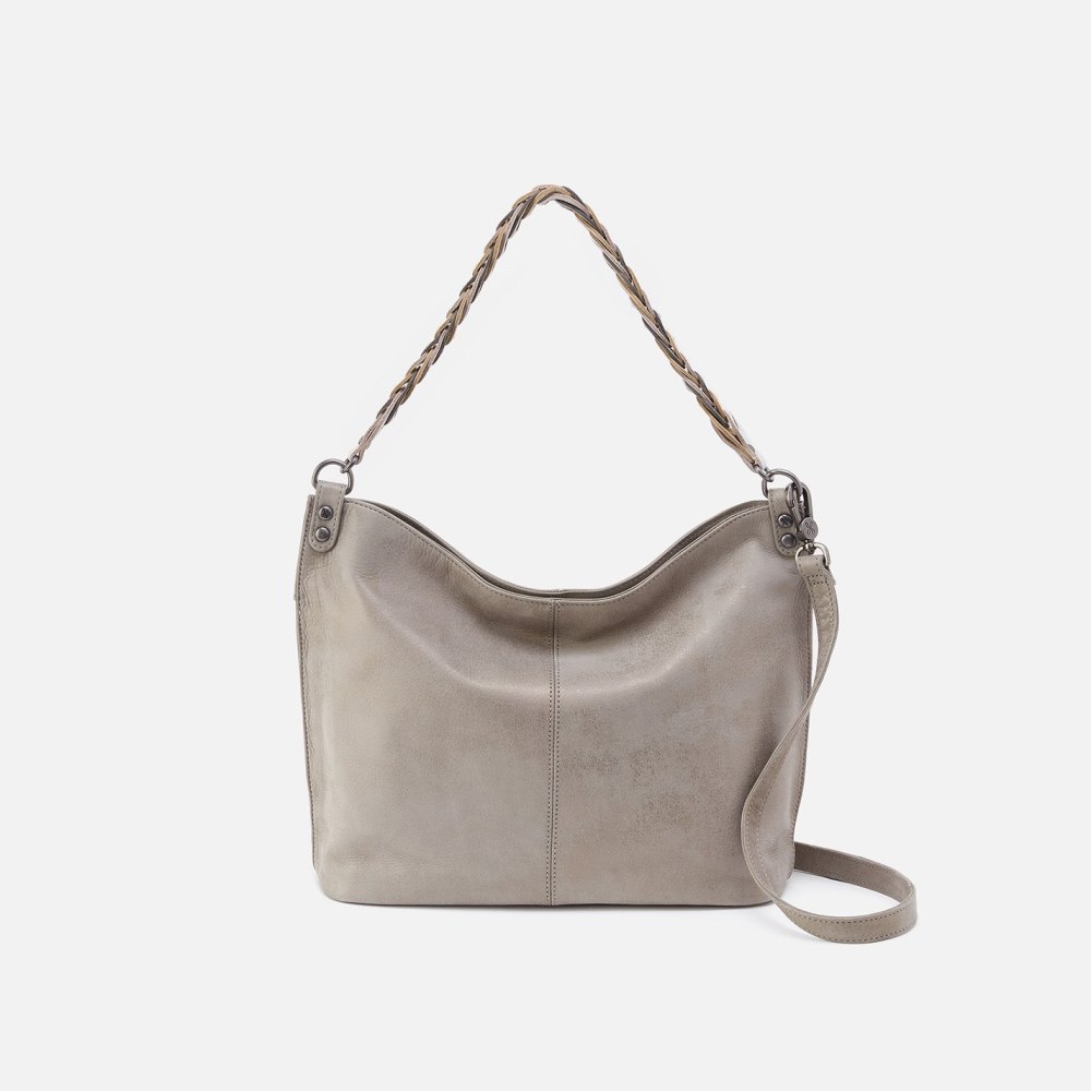 Hobo | Pier Shoulder Bag in Metallic Leather - Granite Grey
