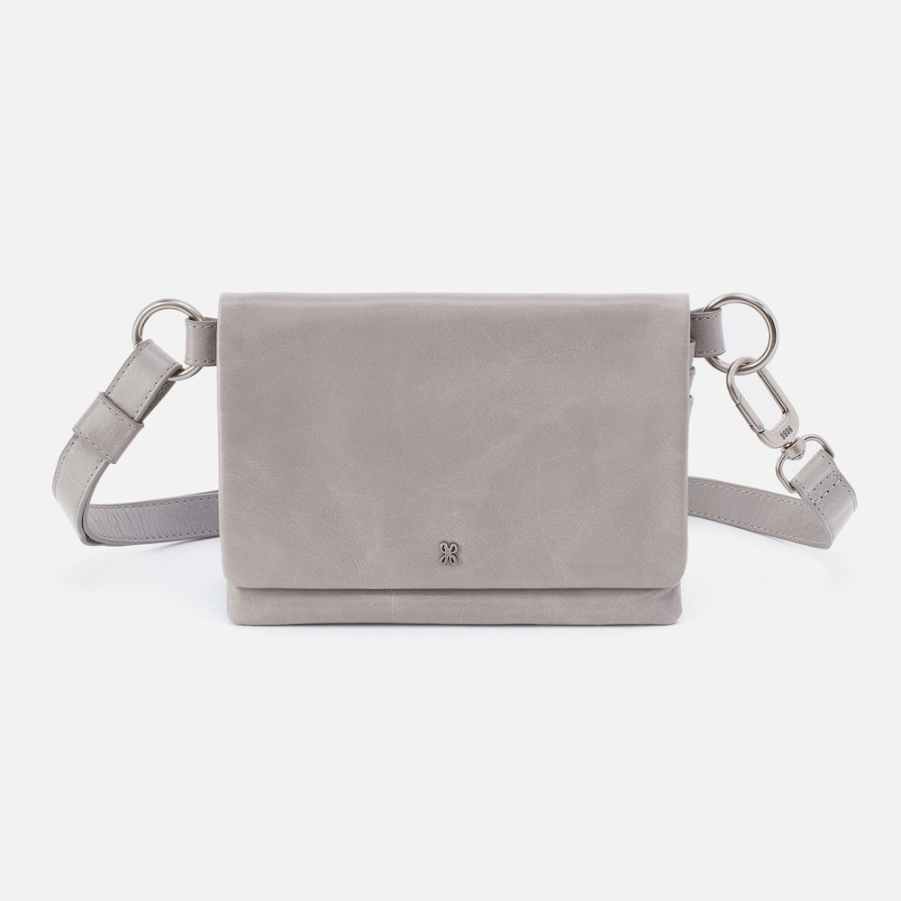 Hobo | Winn Belt Bag in Polished Leather - Light Grey