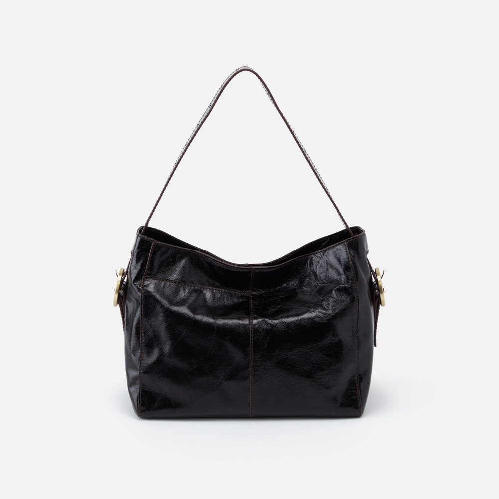 Hobo | Render Shoulder Bag in Polished Leather - Black